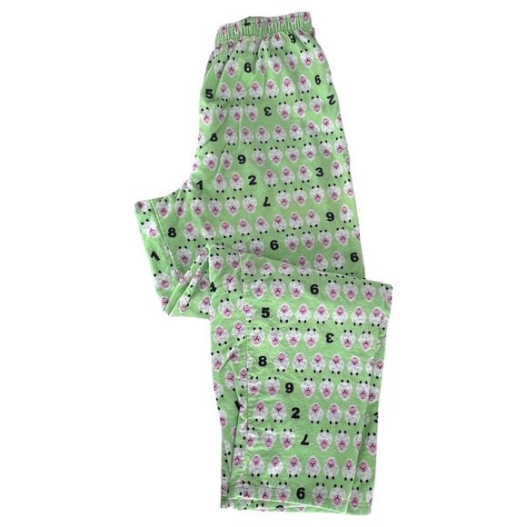 Sleep Tight 2 Piece Flannel Pajama Set Counting Sheep Print Green Size Large - Picture 9 of 10